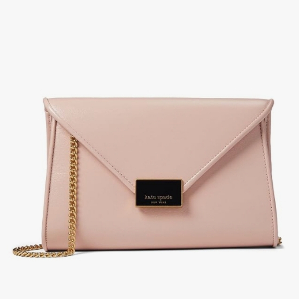 Kate Spade π₯ NWT π₯ Anna - Blush Pink Clutch with Gold Chain Crossbody Option - Picture 11 of 17